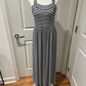 Ann Taylor Loft Navy and White Striped Maxi Sundress